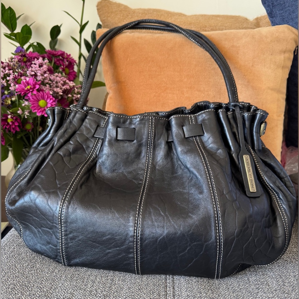 Adrienne Vittadini Gorgeous Black Leather Shoulder Bag